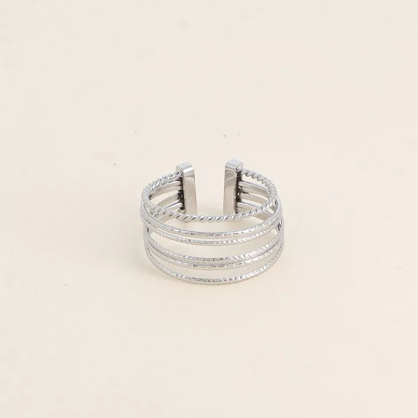 Bague 6 anneaux lisses et striés  Bohm Paris