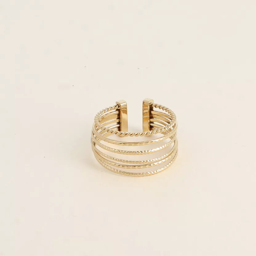 Bague 6 anneaux lisses et striés  Bohm Paris