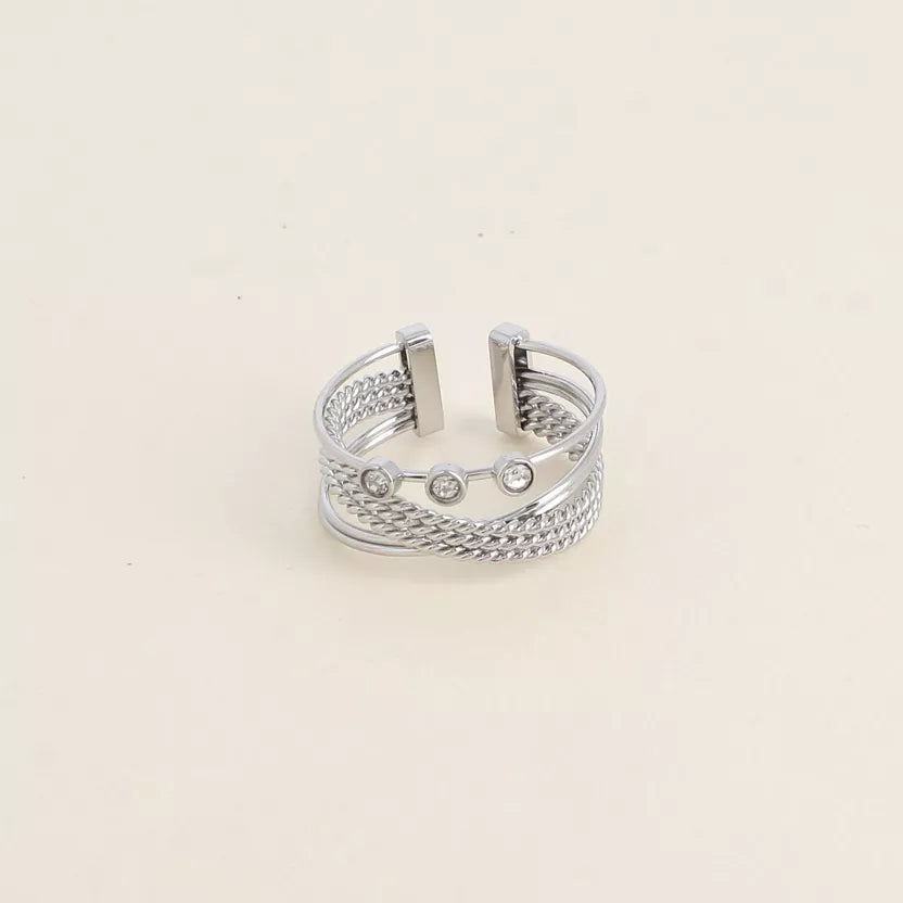 Bague 3 anneaux avec 3 oxydes de zircomium  Bohm Paris