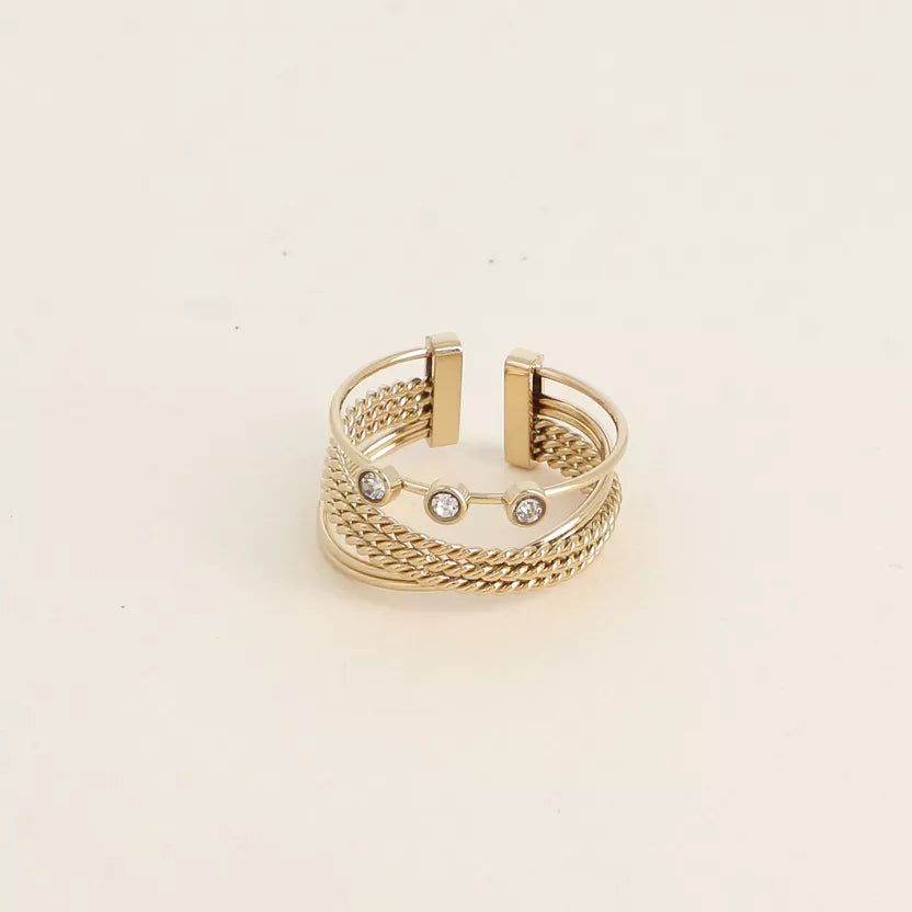 Bague 3 anneaux avec 3 oxydes de zircomium  Bohm Paris