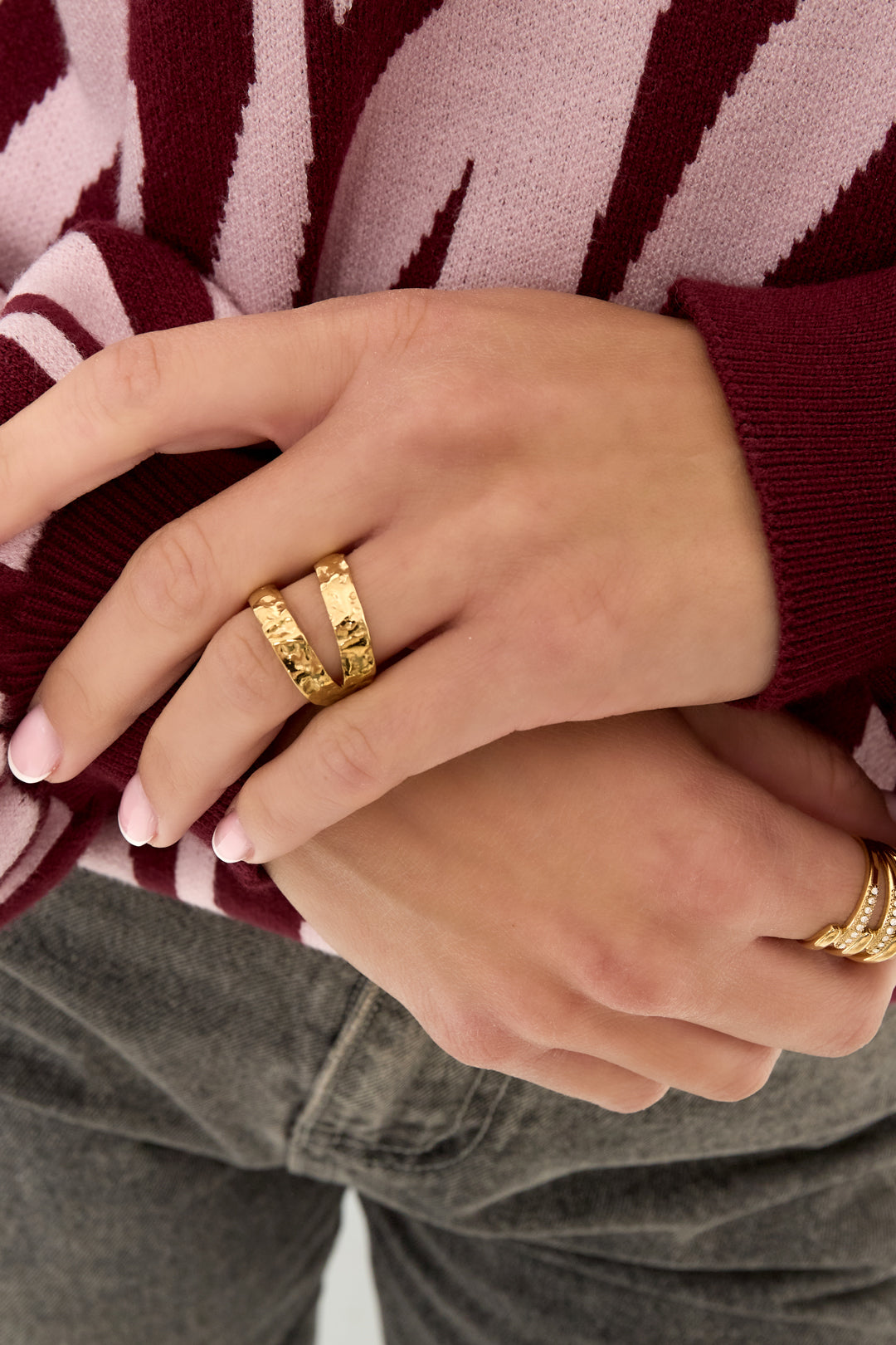 Anneau double texturé