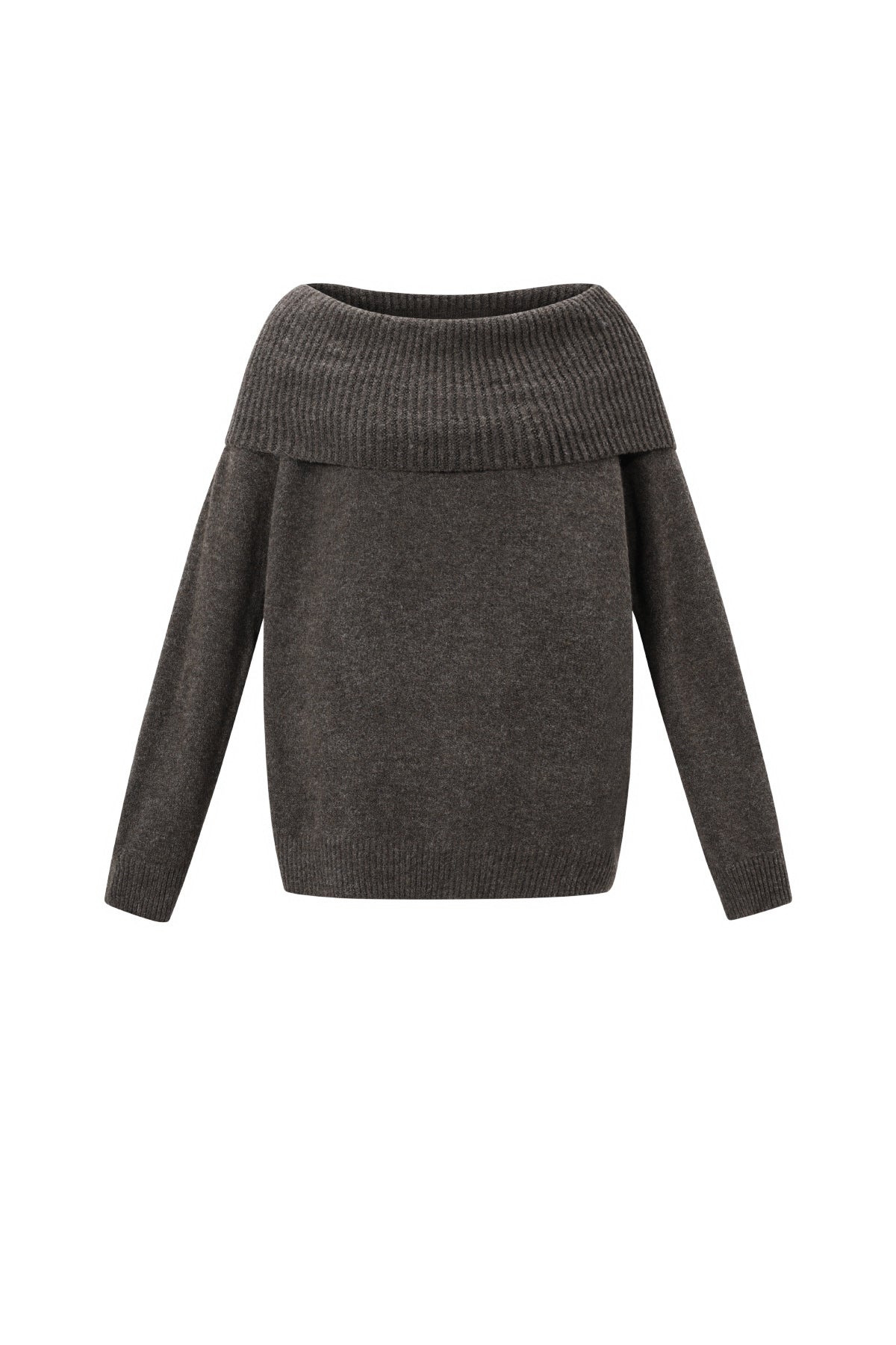 Pull Femme à Épaules Dénudées en Fibre de Polyester Tricotée Élégant Couleur Unie