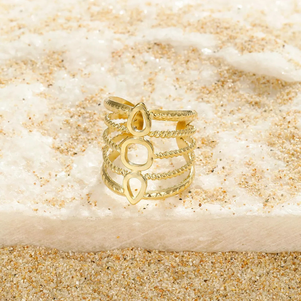 Bague en acier inoxydable 5 rangs