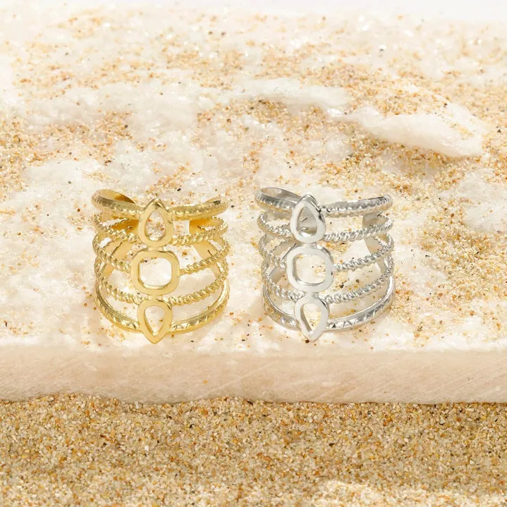 Bague en acier inoxydable 5 rangs