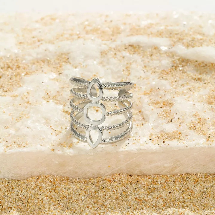 Bague en acier inoxydable 5 rangs