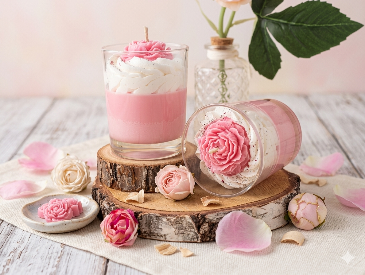 Bougie gourmande artisanale pivoine 100% végétale