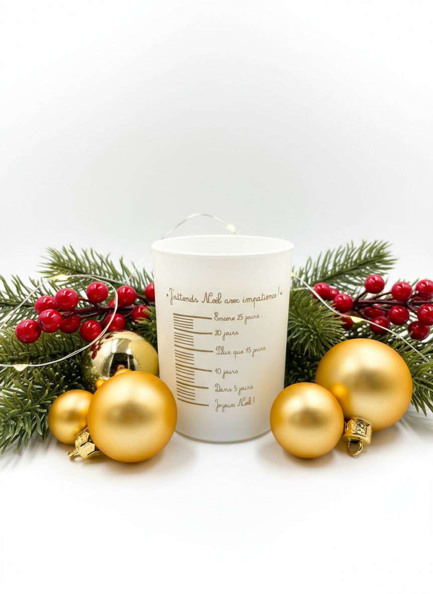 Bougie artisanale J'attends Noël avec impatience !