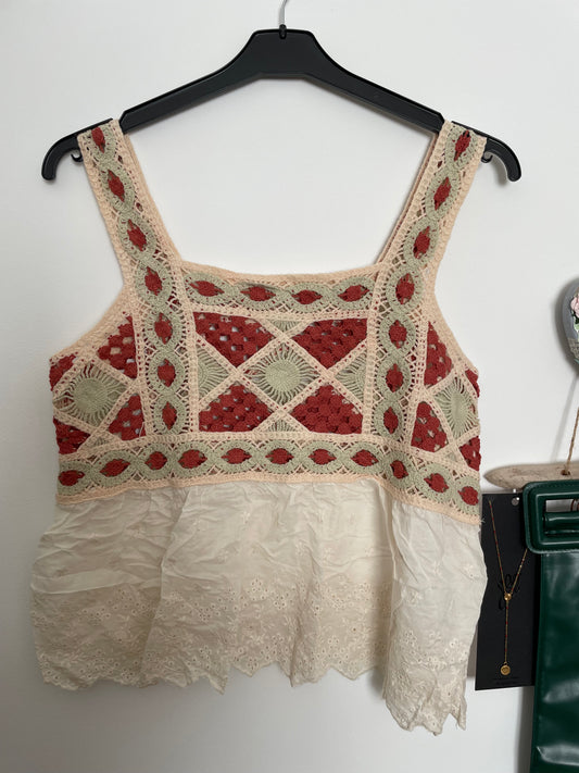 Top en coton et crochet