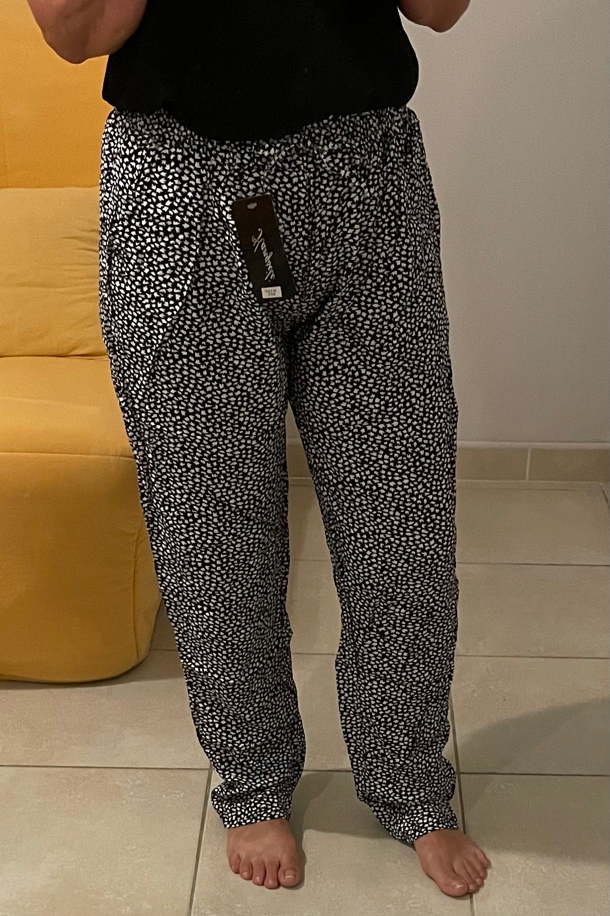 🖤 Pantalon Fluide à Petits Motifs – Confort & Élégance au Quotidien