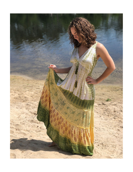 Robe longue d'été motifs Maori Tie Dye