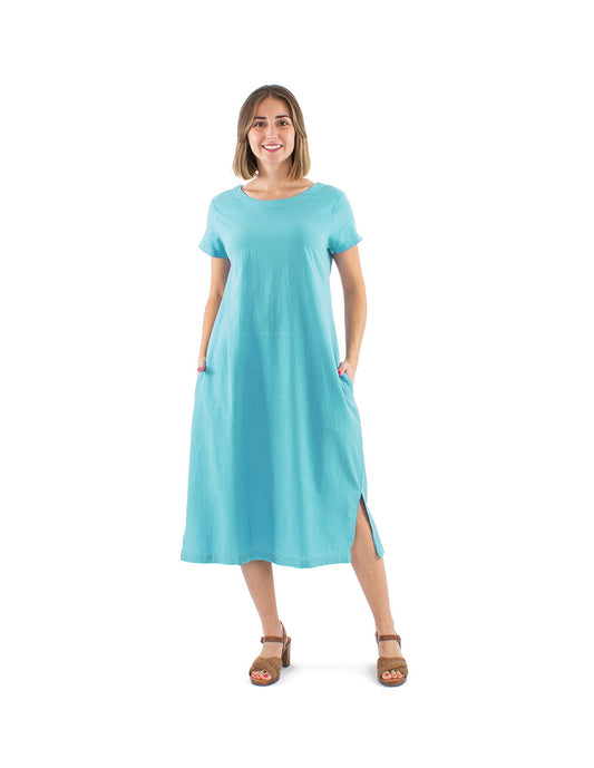 Robe longue droite 100% coton bleu jean