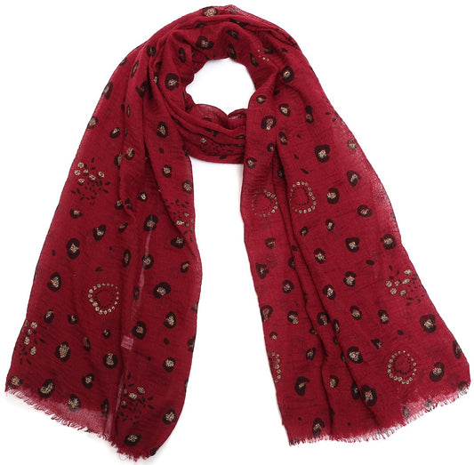 Foulard bordeau et doré