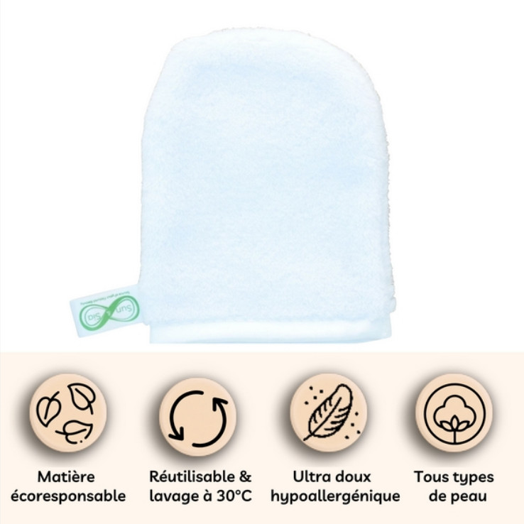 Gant microfibre démaquillant sans produits