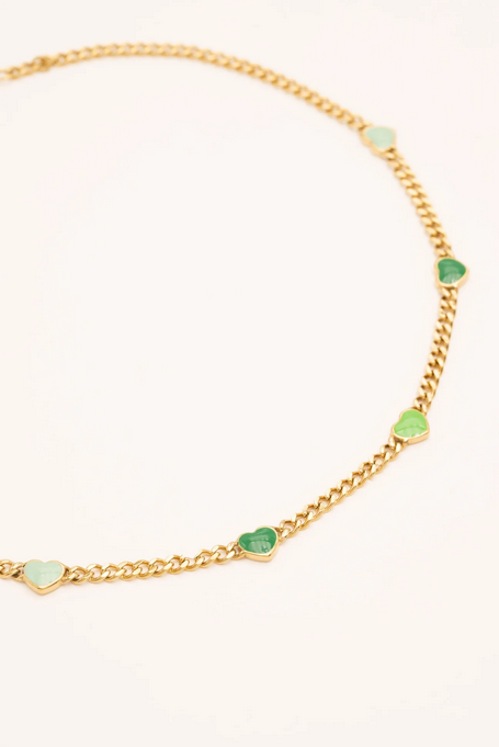 Collier Elisca - Maille Gourmette & 5 Cœurs Émail | Bohm Paris