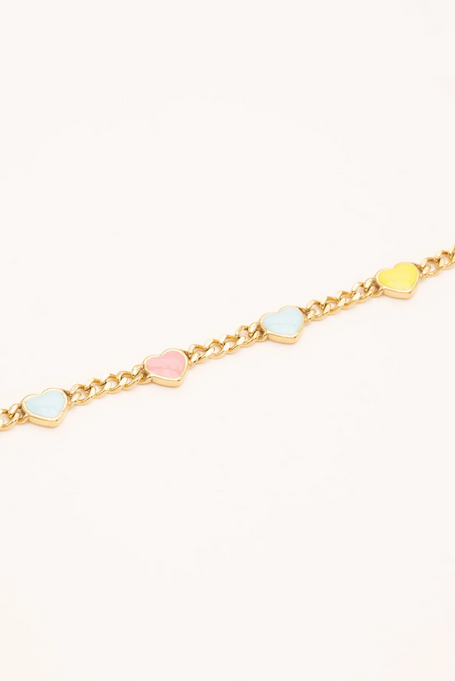 Bracelet Elisca - Maille Gourmette & Cœurs Émail | Bohm Paris