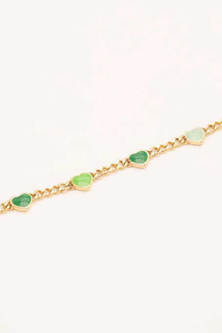 Bracelet Elisca - Maille Gourmette & Cœurs Émail | Bohm Paris