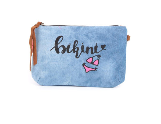 Sac pochette en jeans et sa bandoulière chaine amovible