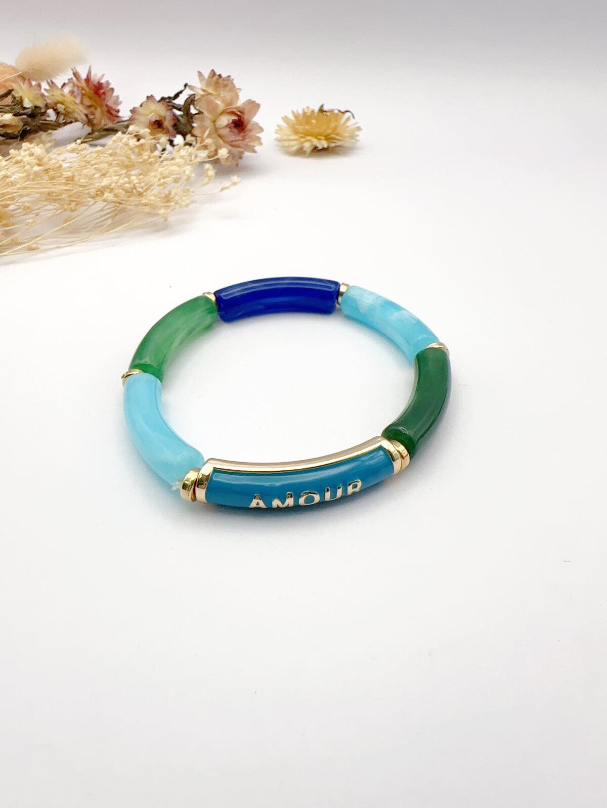 Bracelet tubes fantaisie AMOUR