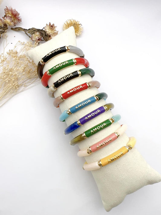 Bracelet tubes fantaisie AMOUR