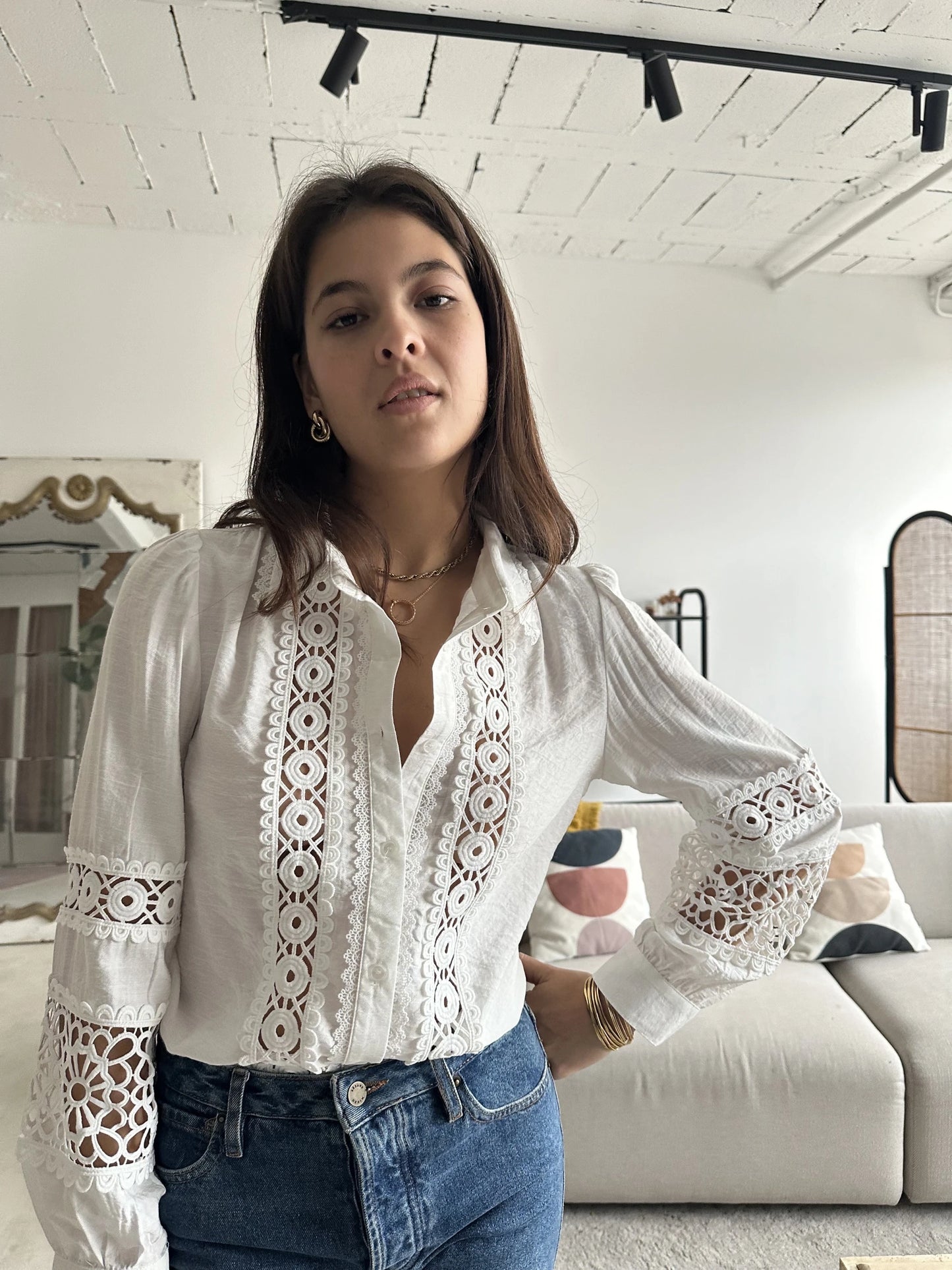 Chemise coton en dentelle