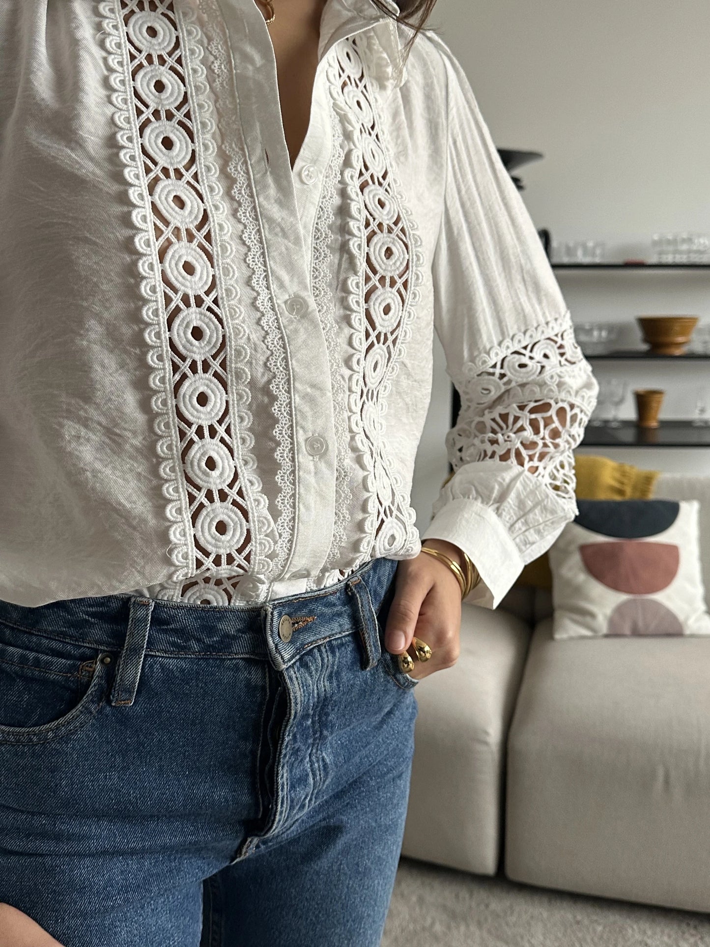 Chemise coton en dentelle