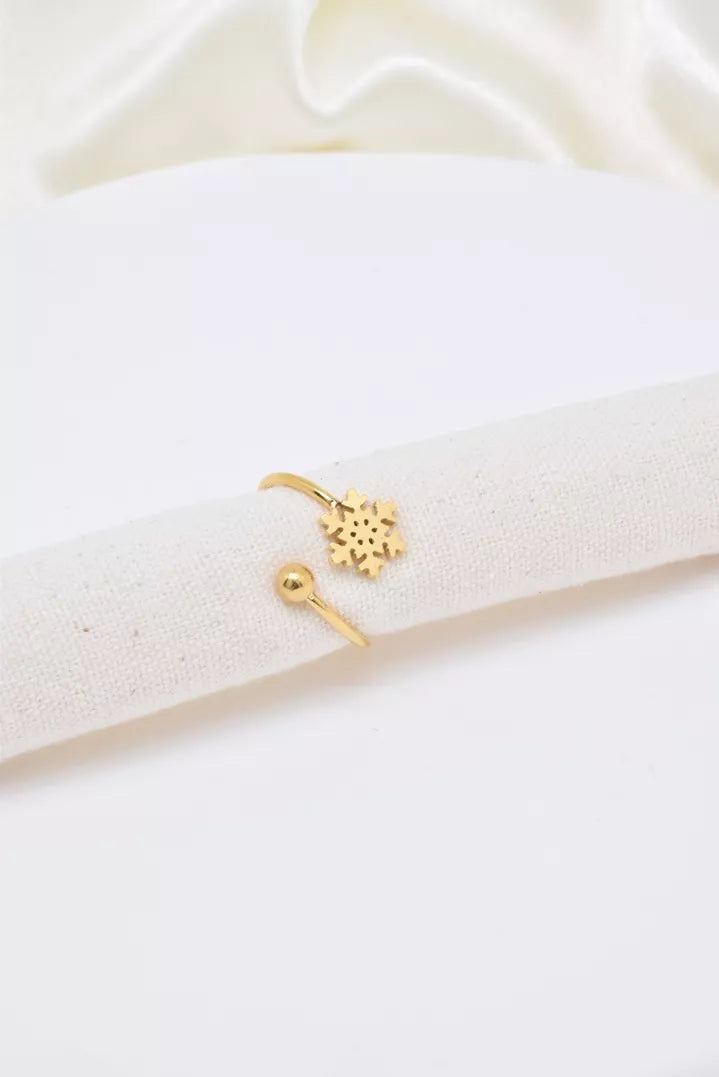 Bague en acier inoxydable flocon de neige