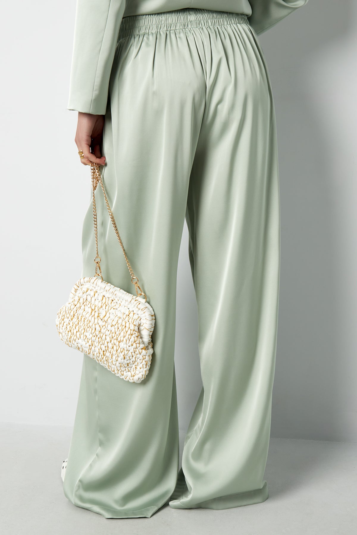 Tissu Polyester Fibre Femmes Pantalon Droit Décontracté Couleur Unie