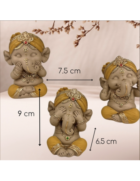 Lot de 3 Ganesh Jaune
