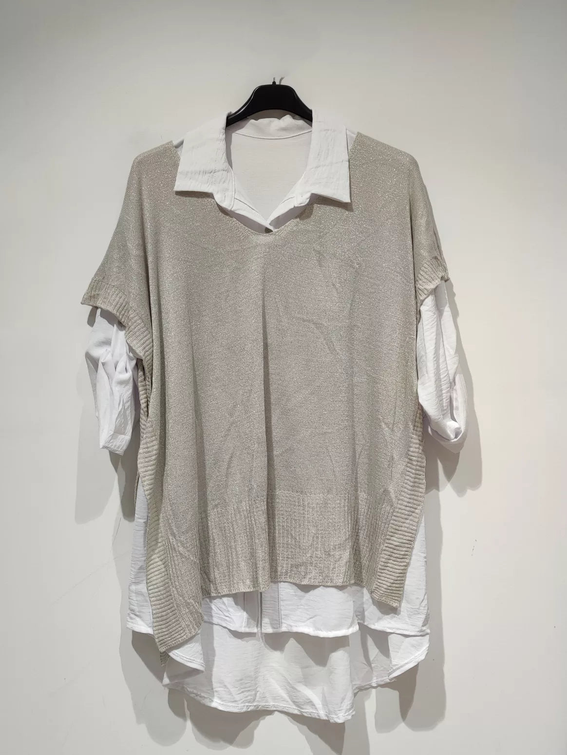 Ensemble 2 pièces chemise + pull type poncho
