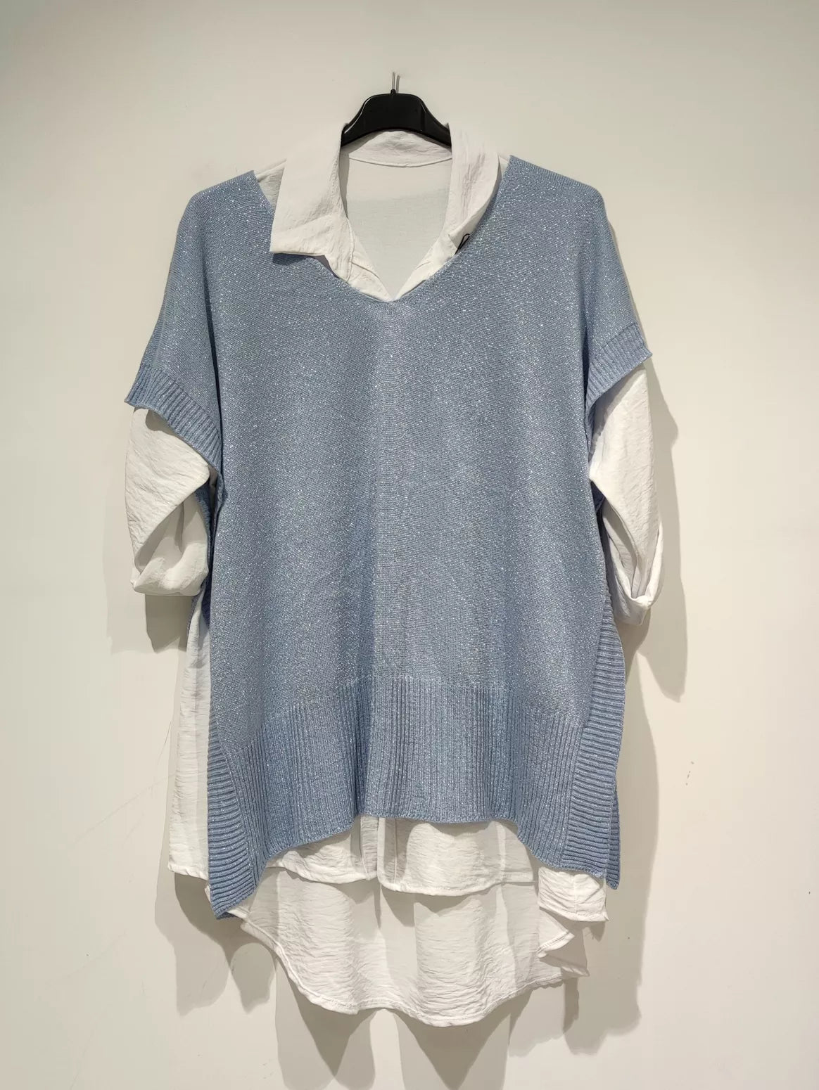 Ensemble 2 pièces chemise + pull type poncho