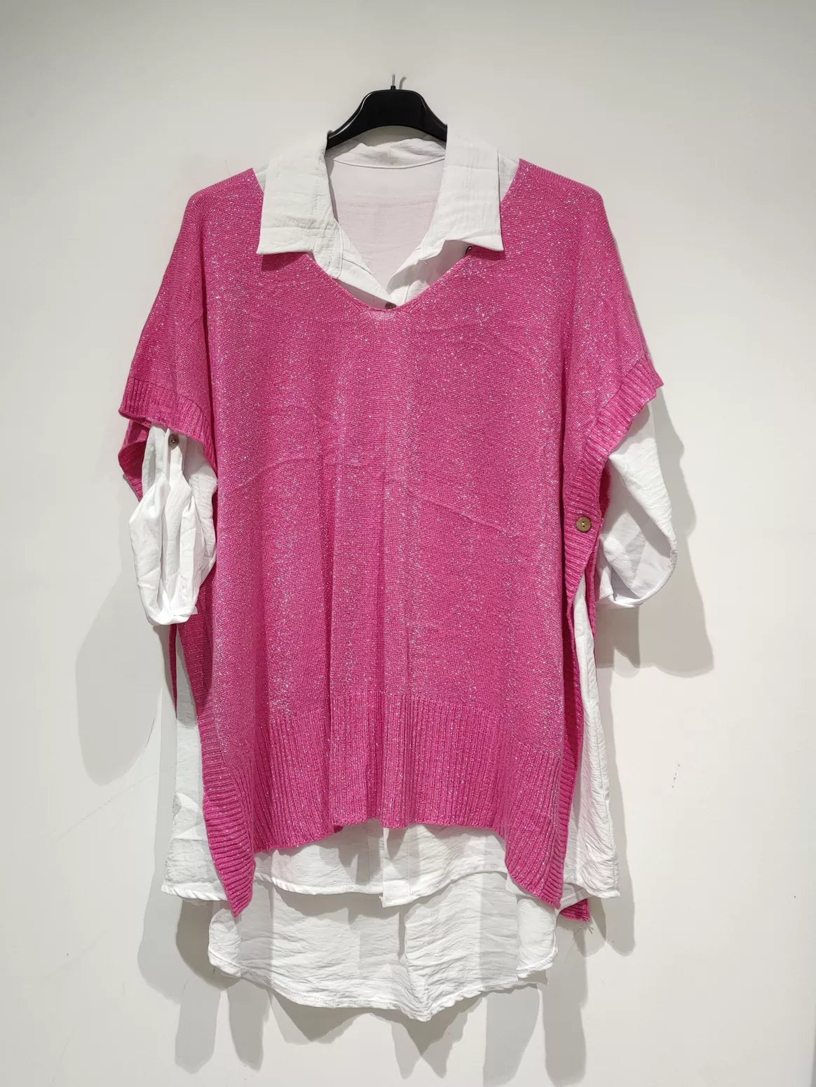 Ensemble 2 pièces chemise + pull type poncho