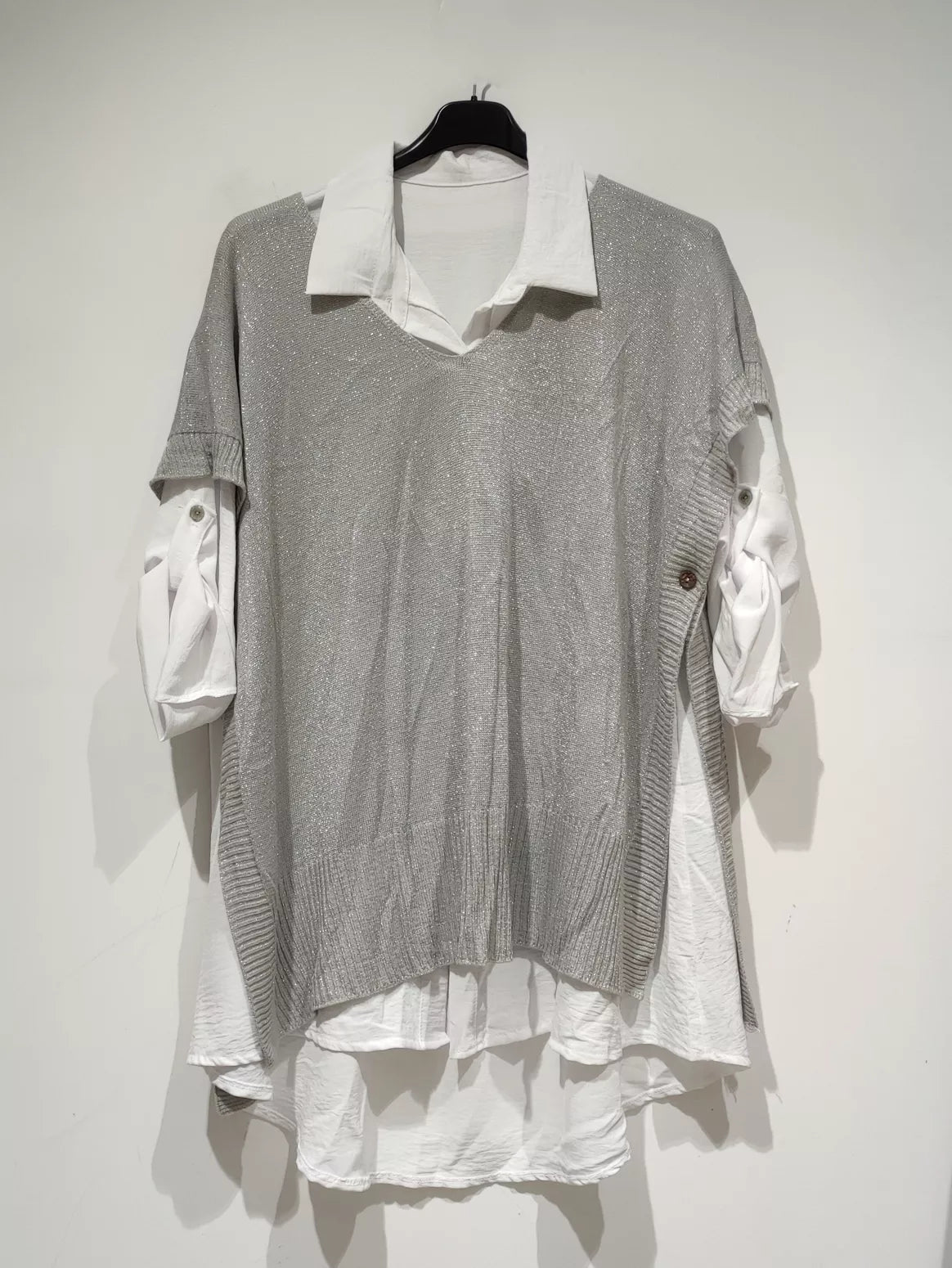 Ensemble 2 pièces chemise + pull type poncho