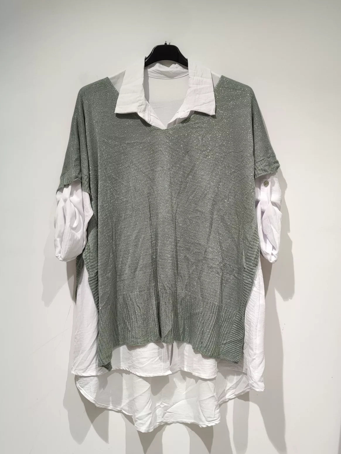 Ensemble 2 pièces chemise + pull type poncho