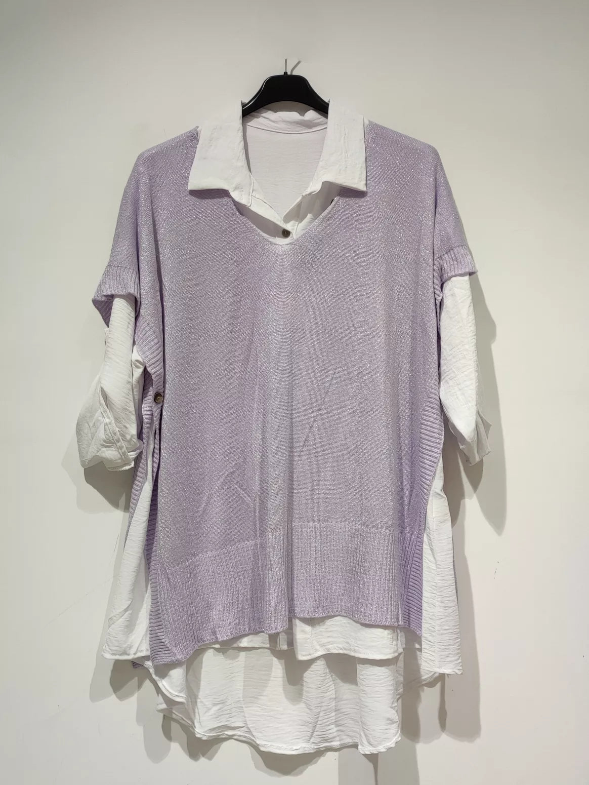 Ensemble 2 pièces chemise + pull type poncho