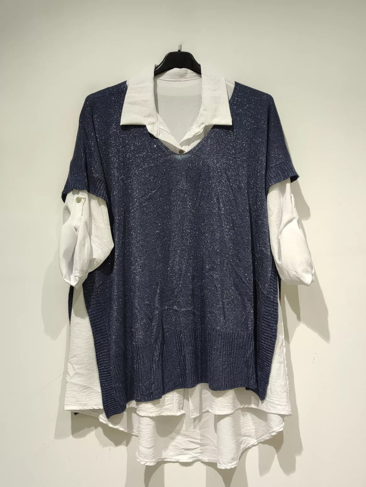 Ensemble 2 pièces chemise + pull type poncho