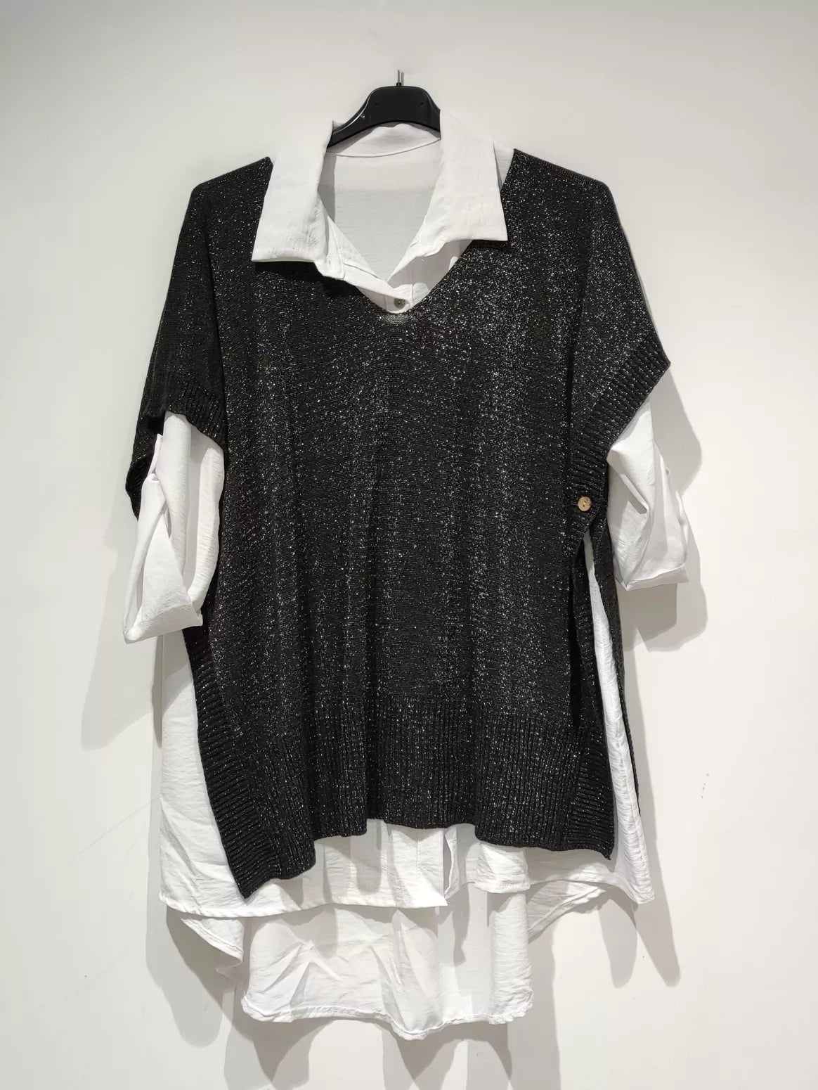 Ensemble 2 pièces chemise + pull type poncho