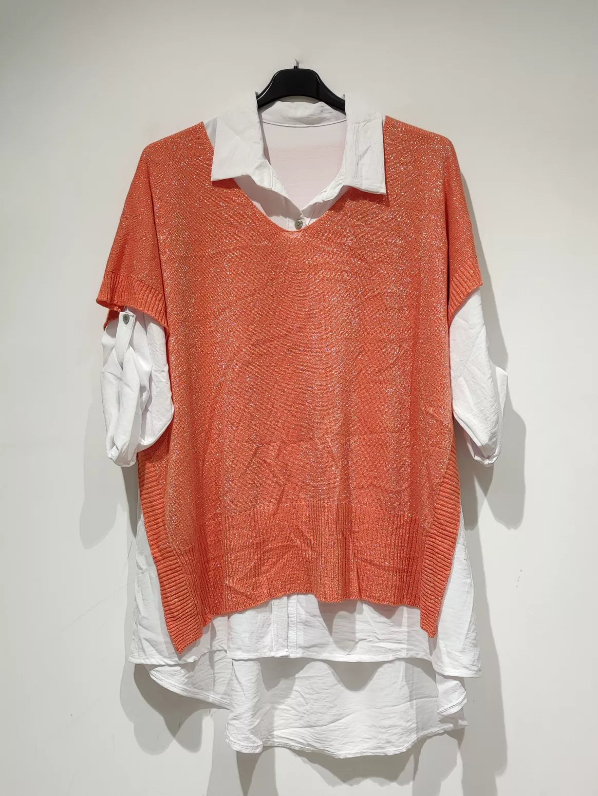 Ensemble 2 pièces chemise + pull type poncho