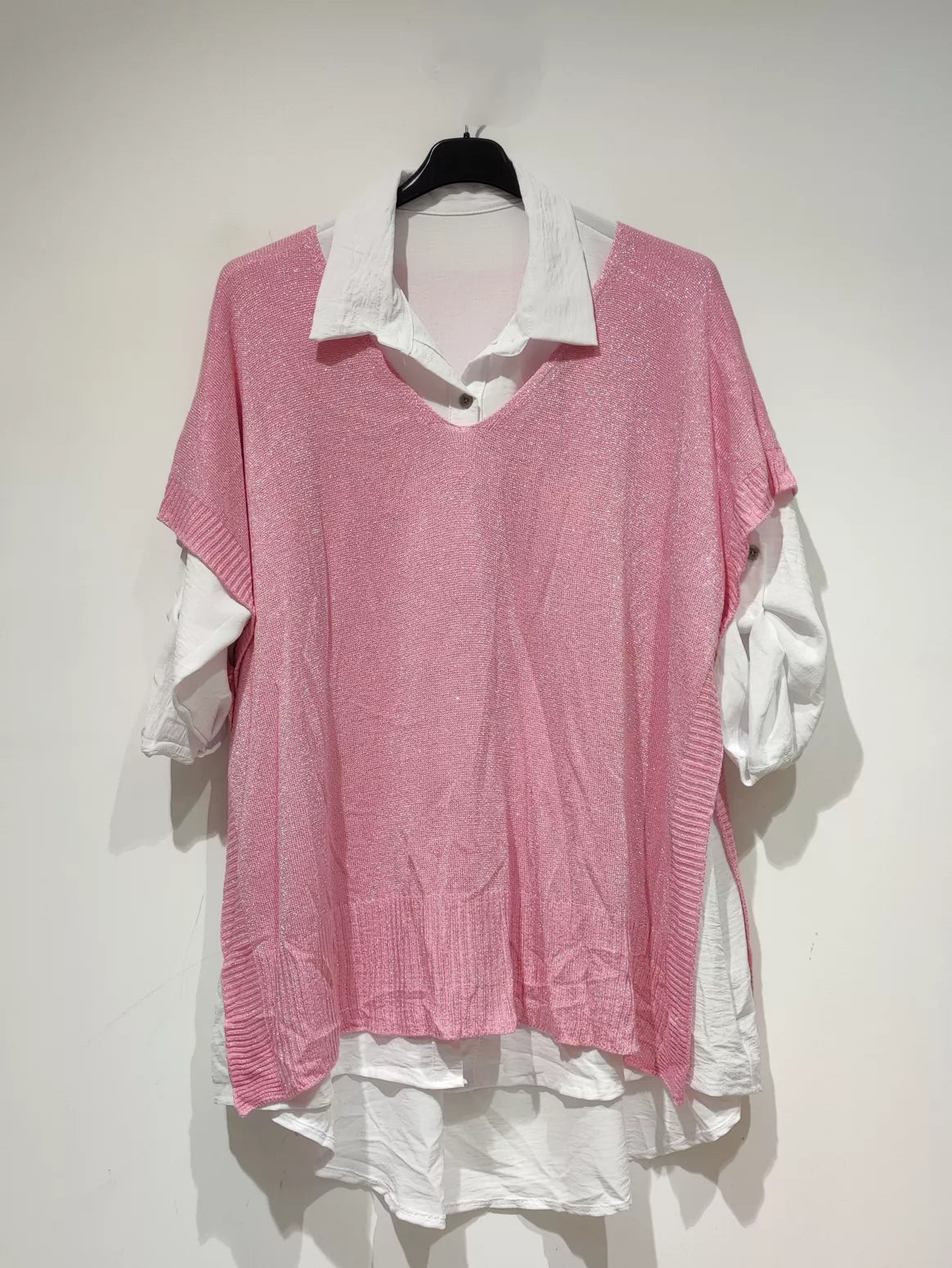 Ensemble 2 pièces chemise + pull type poncho