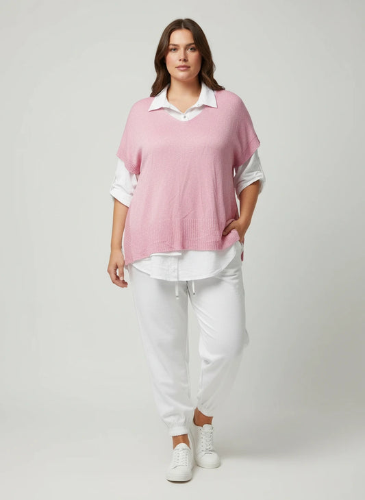 Ensemble 2 pièces chemise + pull type poncho chic ou décontracté