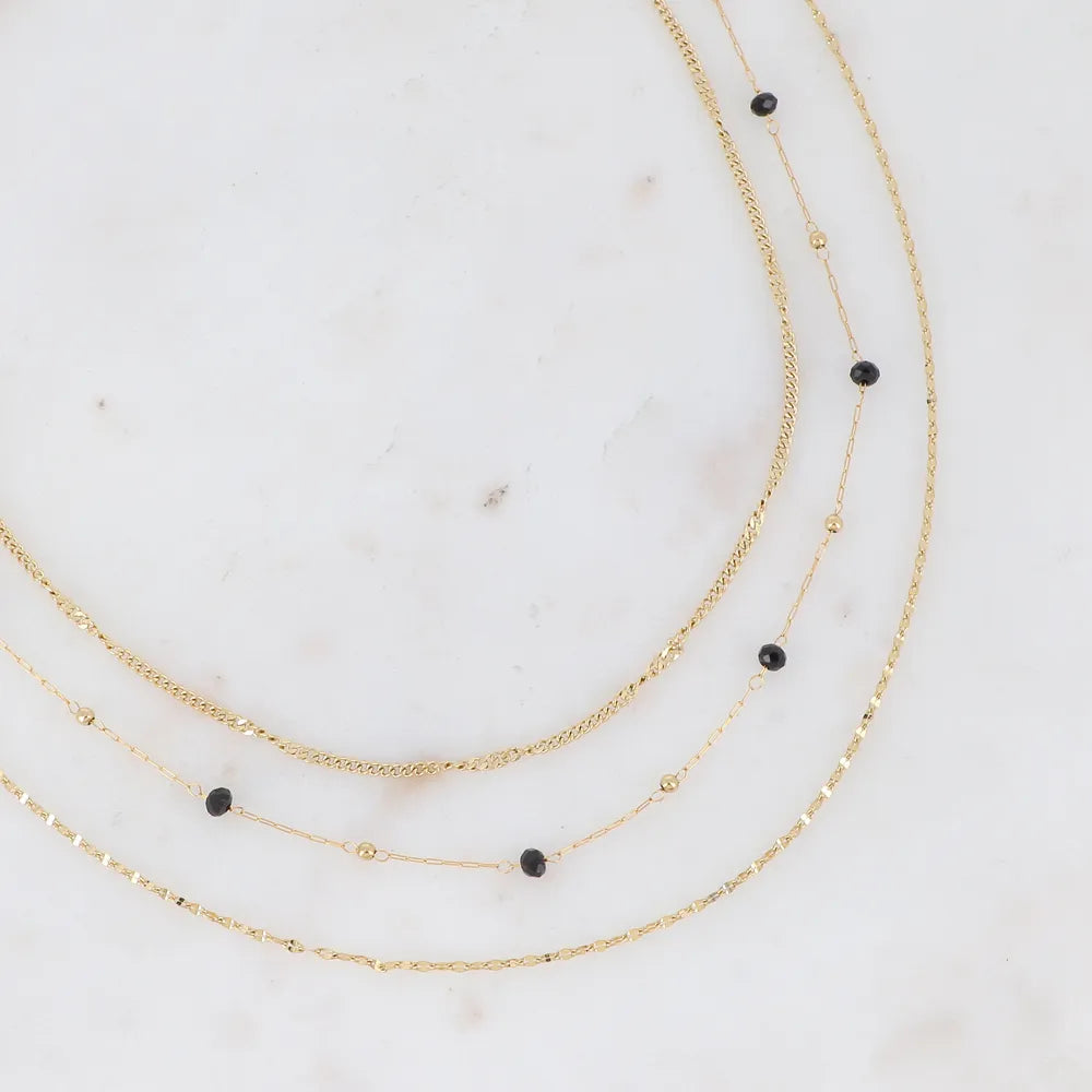 Collier Vanessa - 3 Rangs & Pâtes de Verre | Acier Inoxydable