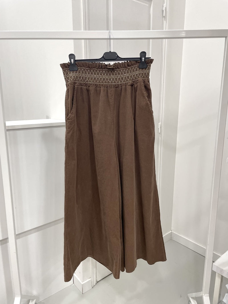 Pantalon jupe en velours cotelé marron ou noir
