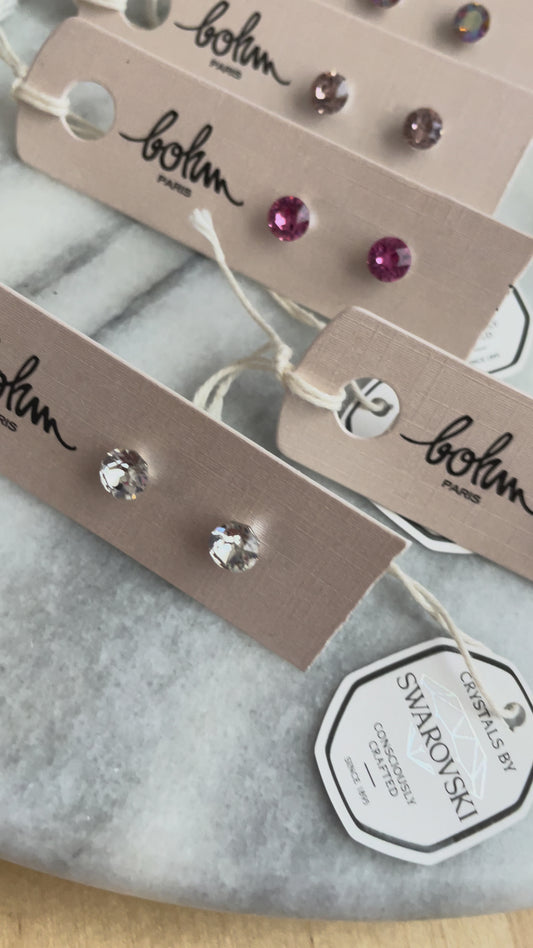 Boucles puces ornées de cristaux Swarovski Bohm Paris