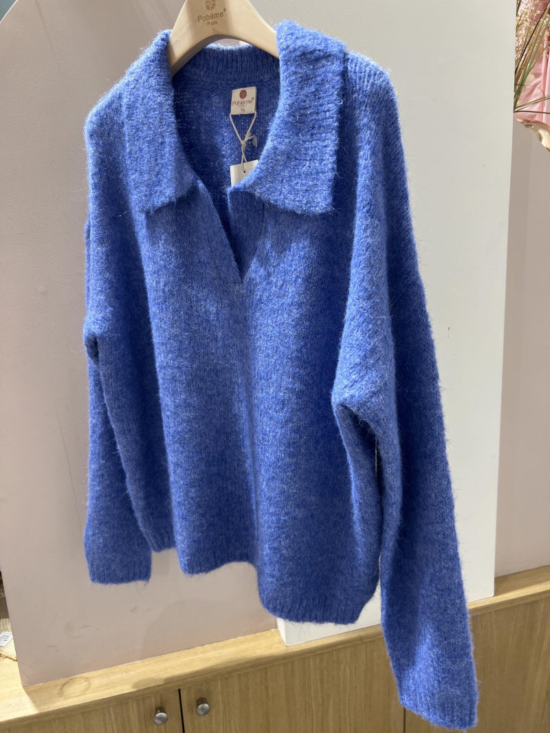 Pull bleu ciel Aster