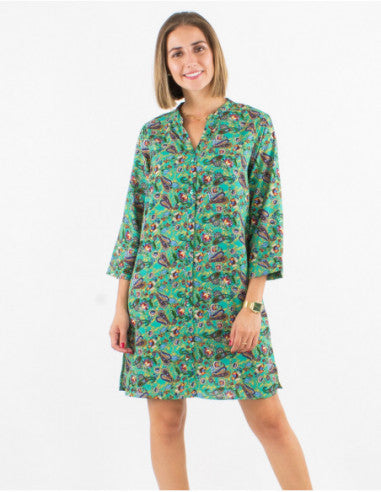 Robe chemise courte à motifs cachemire