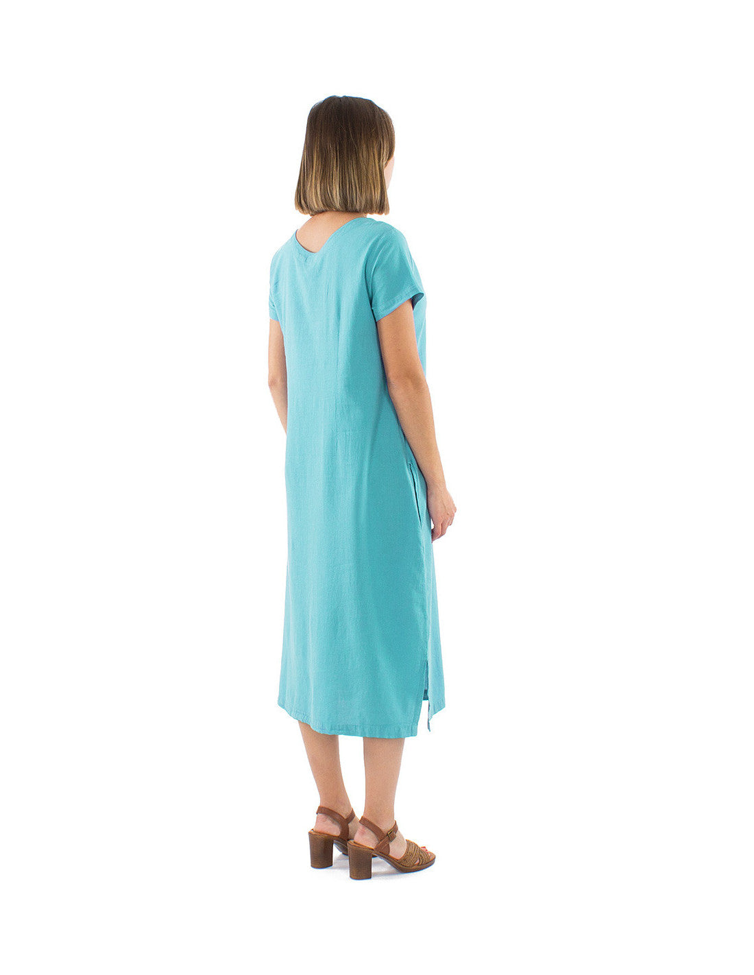 Robe longue droite 100% coton bleu jean