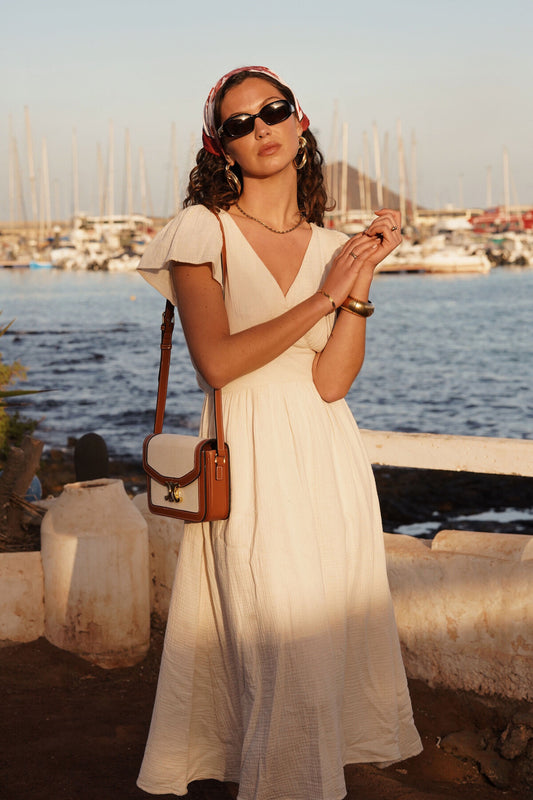 Robe dos nu beige bohème