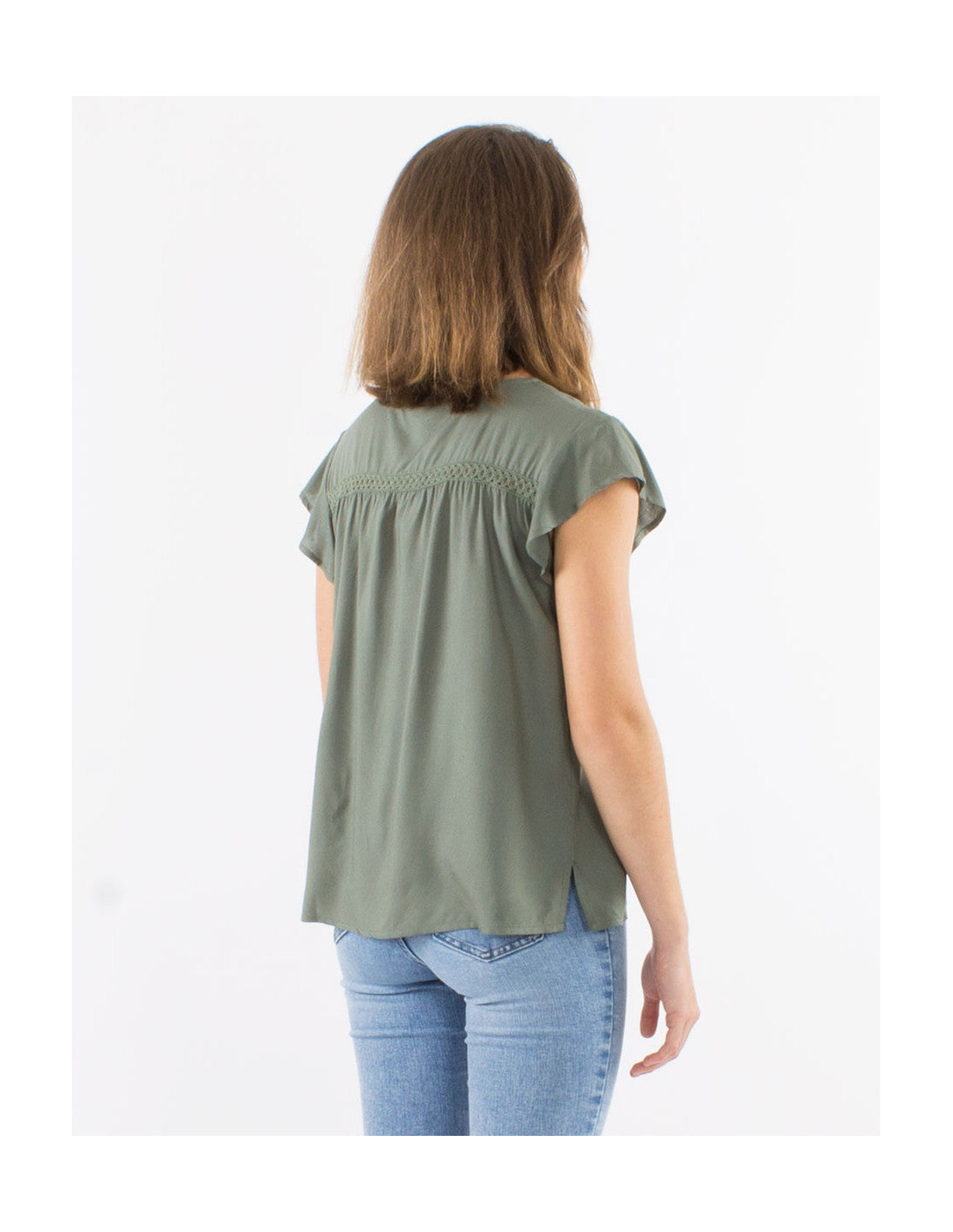 T shirt en viscose uni à manches courtes Coline