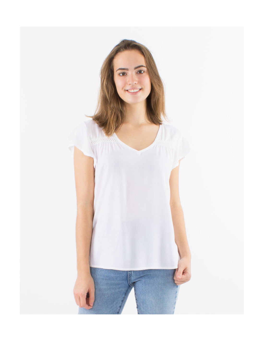 T shirt en viscose uni à manches courtes Coline