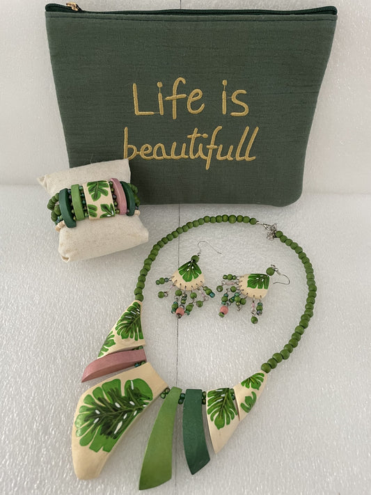 Pochette cadeau la vie est belle en vert