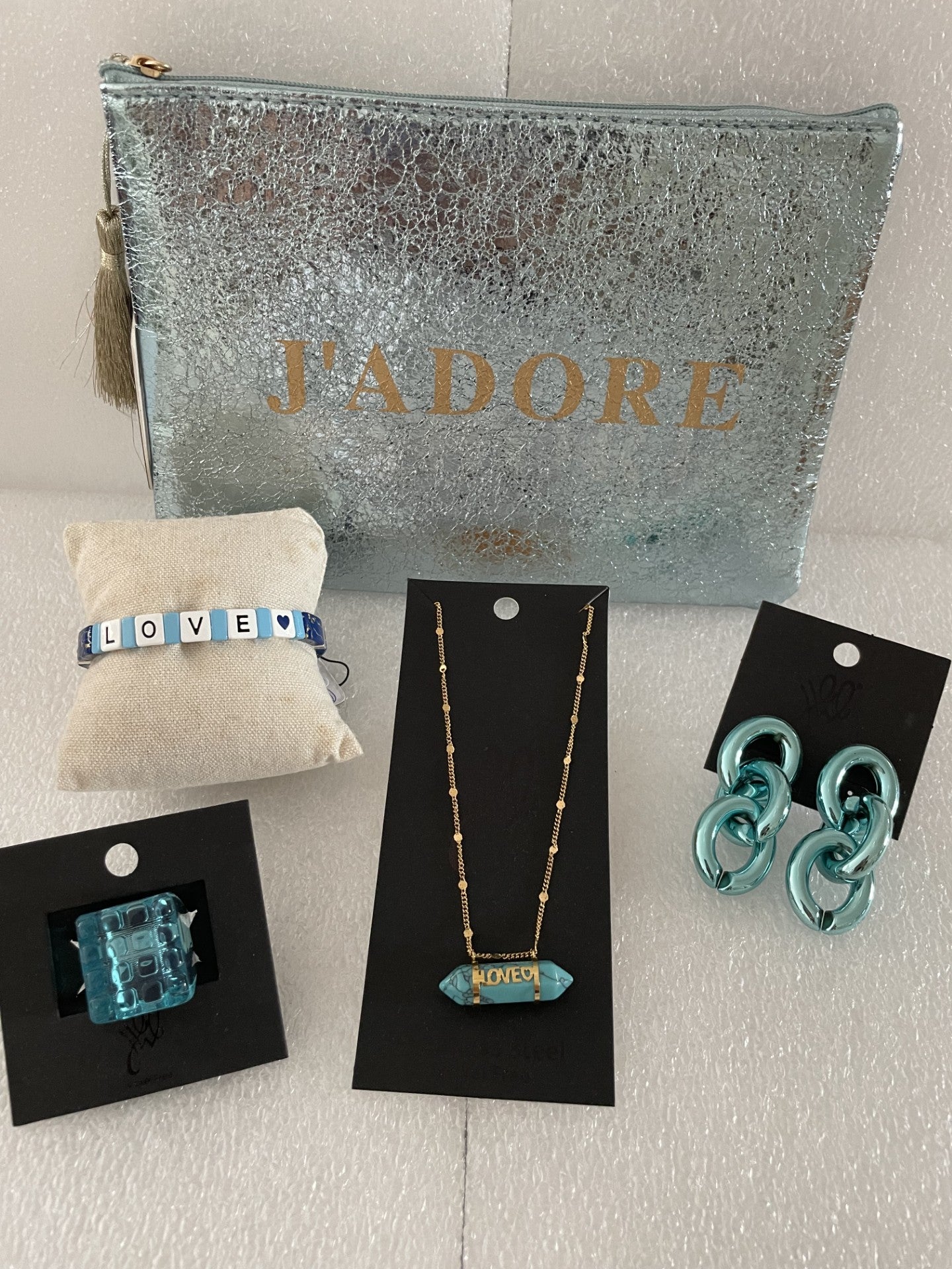 Pochette cadeau J'adore le bleu